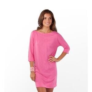 Lilly Pulitzer Casie Slub 100% Pima Cotton Pink Dress Size Medium